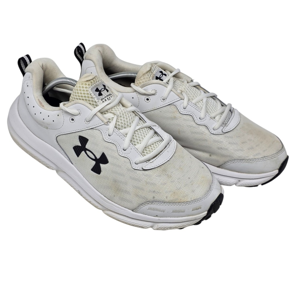 Under Armour Charged Assert 10 Mens‎ Running Shoes White Black 13 4E 3026176-102
